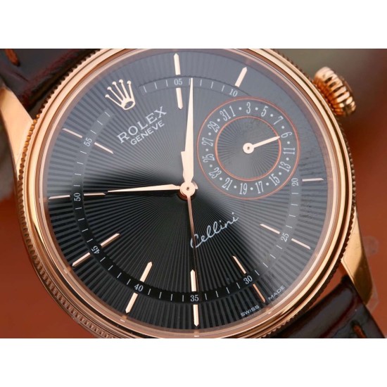 Rolex-Cellini Date 39mm RG/LE Black MKS Asia 3165 Mod