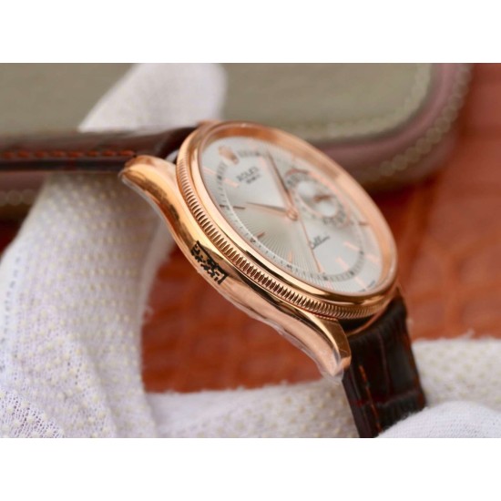 Rolex-Cellini Date 39mm RG/LE White MKS Asia 3165 Mod