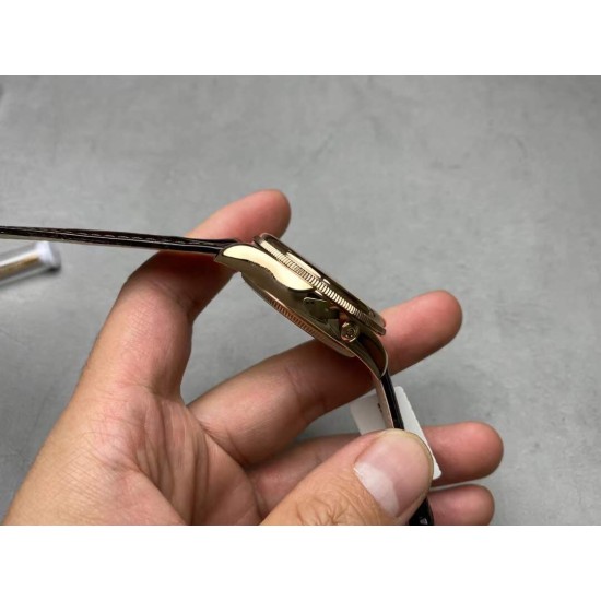 Rolex-Cellini 50535 Moonphase Brn RG/LE Wht EWF A3195 Mo