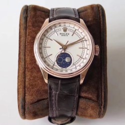 Rolex-Cellini 50535 Moonphase Brn RG/LE Wht RXW A3195 Mo
