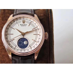 Rolex-Cellini 50535 Moonphase Brn RG/LE Wht RXW A3195 Mo