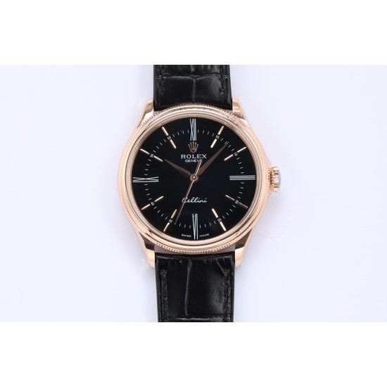 Rolex-Cellini Time 50505 RG/LE Black Stick EWF Asia 3132