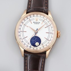 Rolex-Cellini 50535 Moonphase Brn RG/LE Wht KZF A3195 Mo