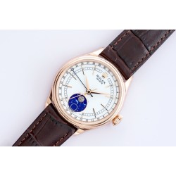 Rolex-Cellini 50535 Moonphase Brn RG/LE Wht EWF A3195 Mo