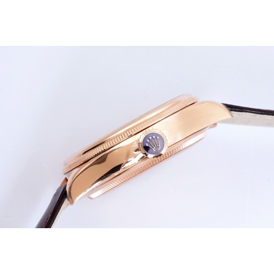 Rolex-Cellini 50535 Moonphase Brn RG/LE Wht EWF A3195 Mo