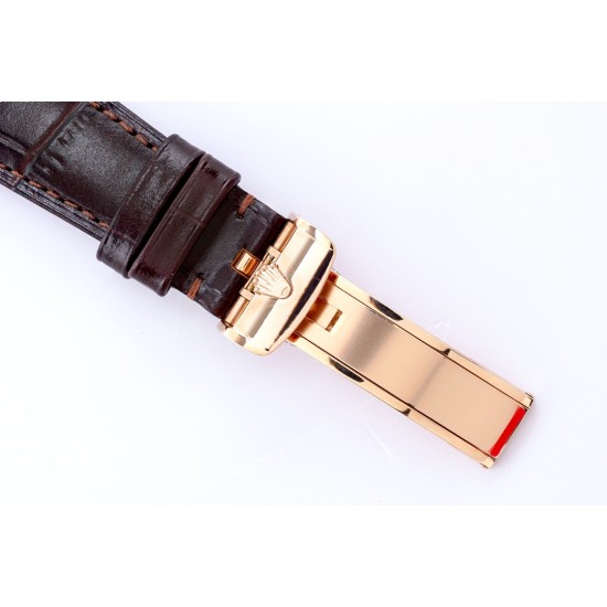 Rolex-Cellini 50535 Moonphase Brn RG/LE Wht EWF A3195 Mo