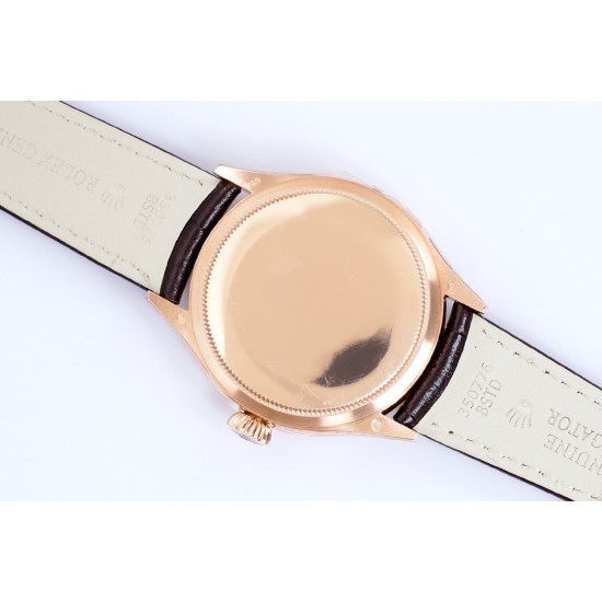 Rolex-Cellini 50535 Moonphase Brn RG/LE Wht EWF A3195 Mo