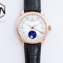Rolex-Cellini 50535 Moonphase RG/LE Wht EWF Asia 3195 Mod