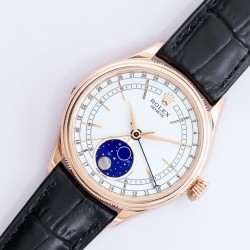 Rolex-Cellini 50535 Moonphase RG/LE Wht EWF Asia 3195 Mod