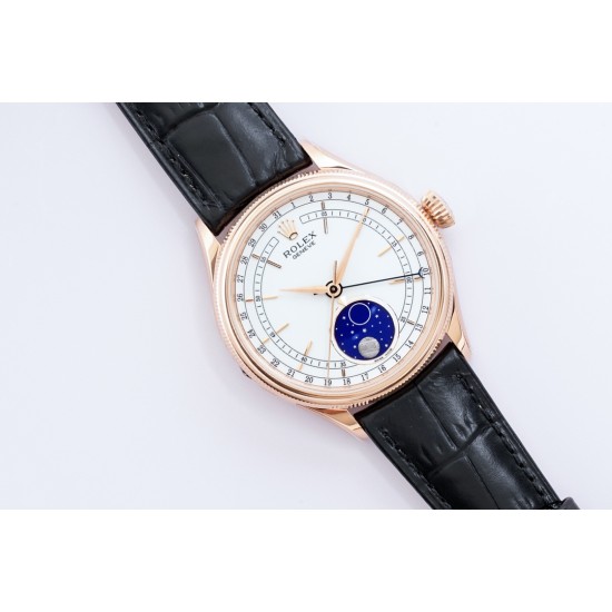 Rolex-Cellini 50535 Moonphase RG/LE Wht EWF Asia 3195 Mod