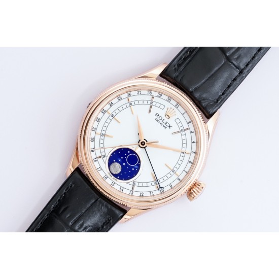 Rolex-Cellini 50535 Moonphase RG/LE Wht EWF Asia 3195 Mod