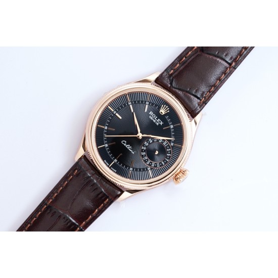 Rolex-Cellini Date 39mm RG/LE Black EWF Asia 3165 Mod