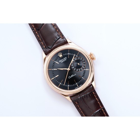 Rolex-Cellini Date 39mm RG/LE Black EWF Asia 3165 Mod