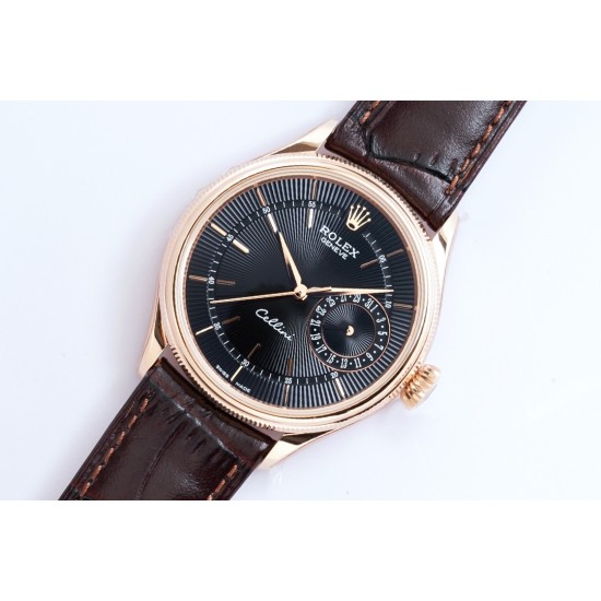 Rolex-Cellini Date 39mm RG/LE Black EWF Asia 3165 Mod
