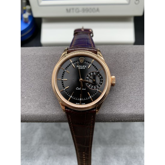 Rolex-Cellini Date 39mm RG/LE Black EWF Asia 3165 Mod