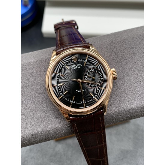 Rolex-Cellini Date 39mm RG/LE Black EWF Asia 3165 Mod