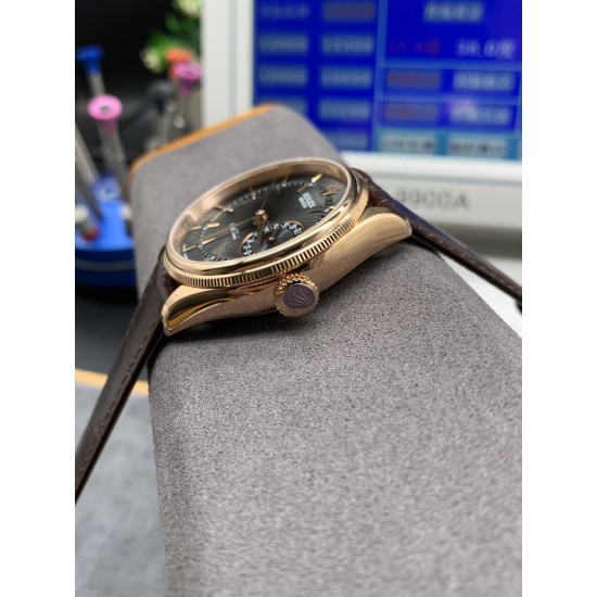 Rolex-Cellini Date 39mm RG/LE Black EWF Asia 3165 Mod