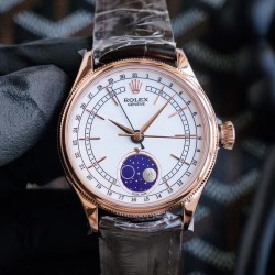 Rolex-Cellini 50535 Moonphase RG/LE Wht TWCF Asia 3195 Mod