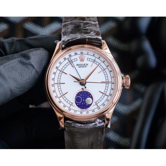 Rolex-Cellini 50535 Moonphase RG/LE Wht TWCF Asia 3195 Mod