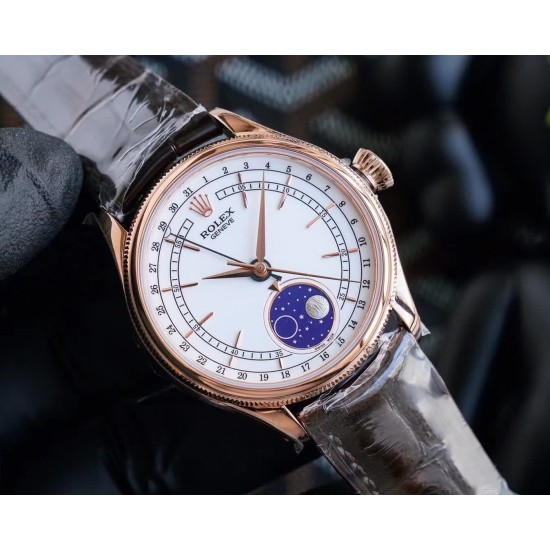 Rolex-Cellini 50535 Moonphase RG/LE Wht TWCF Asia 3195 Mod