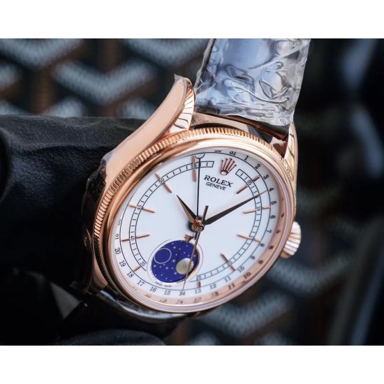 Rolex-Cellini 50535 Moonphase RG/LE Wht TWCF Asia 3195 Mod