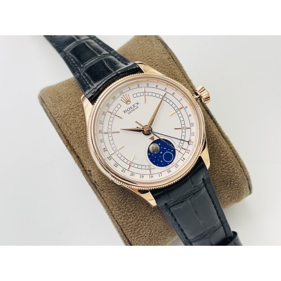 Rolex-Cellini 50535 Moonphase RG/LE Wht VRF Asia 3195 Mod