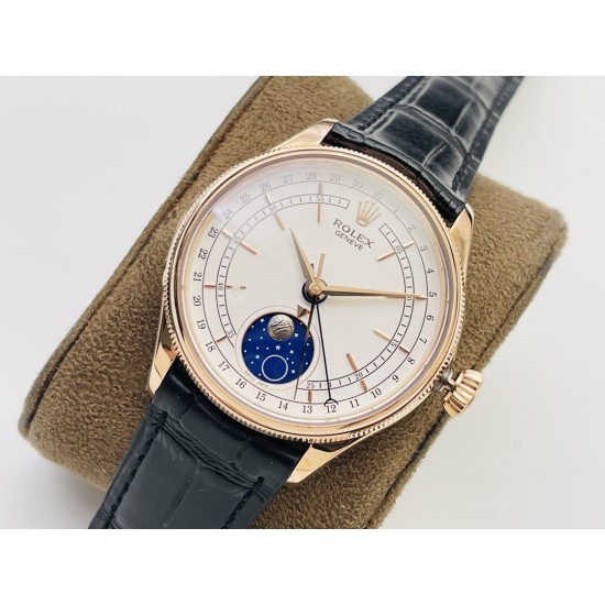 Rolex-Cellini 50535 Moonphase RG/LE Wht VRF Asia 3195 Mod