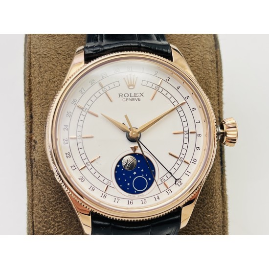 Rolex-Cellini 50535 Moonphase RG/LE Wht VRF Asia 3195 Mod
