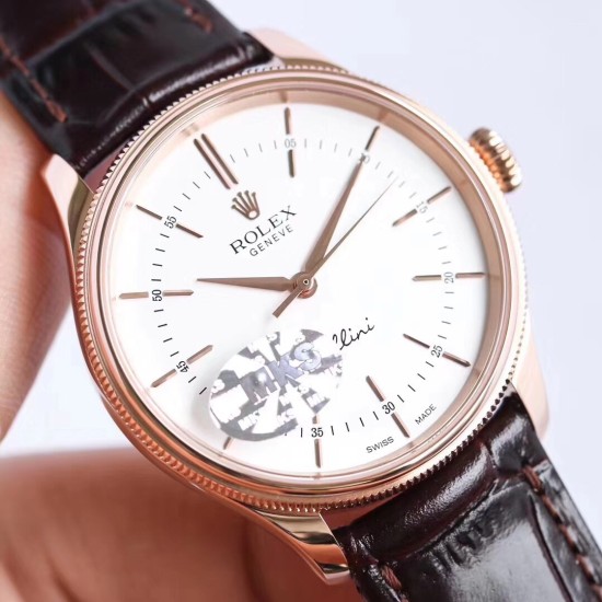 Rolex-Cellini Time 50505 RG/LE White Diam MKS Asia 3132