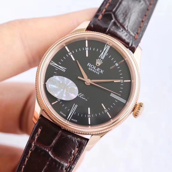 Rolex-Cellini Time 50505 RG/LE Black Diam MKS Asia 3132