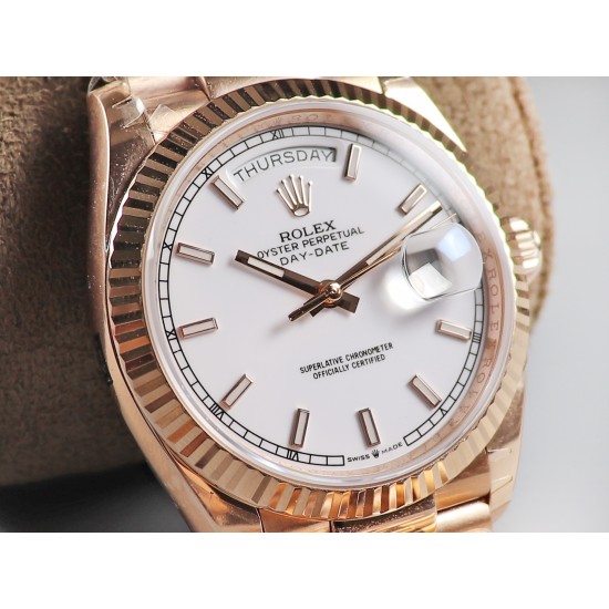 Rolex-DayDate 128235 36mm RG/RG White/Stick EWF V3 VR3255(Gain Weight)