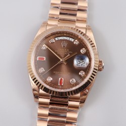 Rolex-DayDate 128235 36mm RG/RG Brown/Dia EWF V3 VR3255(Gain Weight)