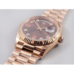 Rolex-DayDate 128235 36mm RG/RG Brown/Dia EWF V3 VR3255(Gain Weight)