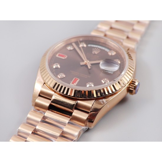 Rolex-DayDate 128235 36mm RG/RG Brown/Dia EWF V3 VR3255(Gain Weight)