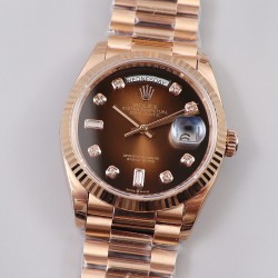 Rolex-DayDate 128235 36mm RG/RG Brown/Dia EWF V3 VR3255(Gain Weight)
