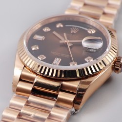 Rolex-DayDate 128235 36mm RG/RG Brown/Dia EWF V3 VR3255(Gain Weight)