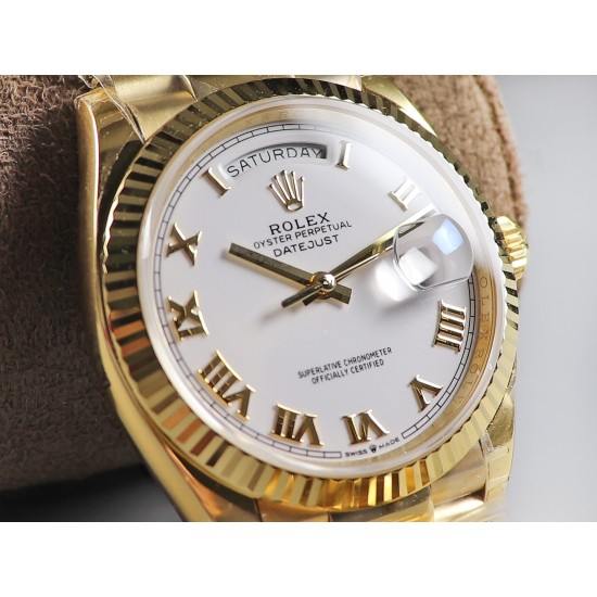 Rolex-DayDate 128238 36mm YG/YG Silver/Rmn EWF V3 VR3255(Gain Weight)