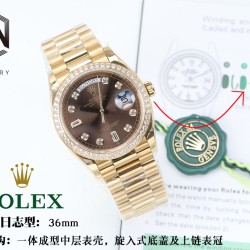 Rolex-DayDate 36mm Dia Pres YG/YG Brown Diam EWF A3255 Mod