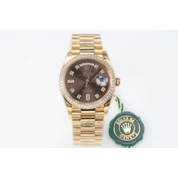 Rolex-DayDate 36mm Dia Pres YG/YG Brown Diam EWF A3255 Mod