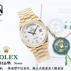 Rolex-DayDate 36mm Dia Pres YG/YG Wht MOP Diam EWF A3255 Mo