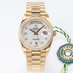 Rolex-DayDate 36mm Dia Pres YG/YG Wht MOP Diam EWF A3255 Mo