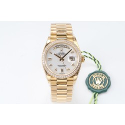 Rolex-DayDate 36mm Dia Pres YG/YG Wht MOP Diam EWF A3255 Mo