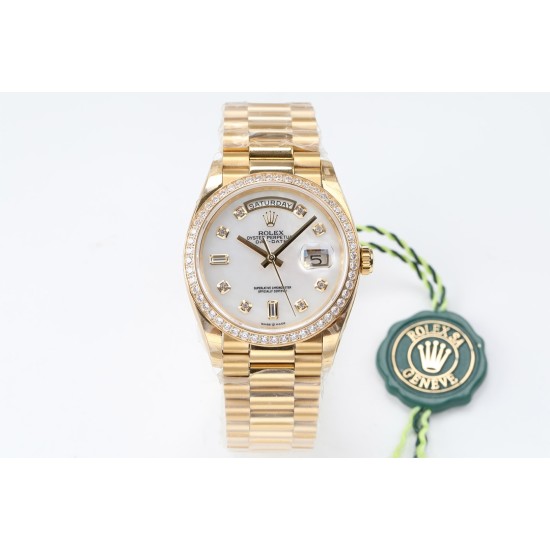 Rolex-DayDate 36mm Dia Pres YG/YG Wht MOP Diam EWF A3255 Mo