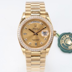 Rolex-DayDate 36mm Dia Pres YG/YG Gold Diam EWF A3255 Mod