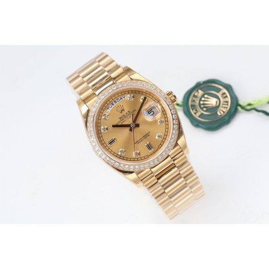 Rolex-DayDate 36mm Dia Pres YG/YG Gold Diam EWF A3255 Mod