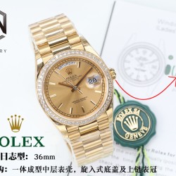 Rolex-DayDate 36mm Dia Pres YG/YG Gold Stk EWF A3255 Mod