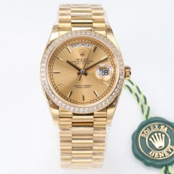 Rolex-DayDate 36mm Dia Pres YG/YG Gold Stk EWF A3255 Mod