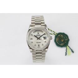 Rolex-DayDate 36mm Dia Pres SS/SS Wht MOP Diam EWF A3255 Mo