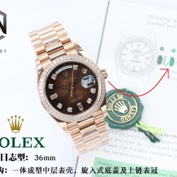Rolex-DayDate 36mm Dia Pres RG/RG Brown Diam EWF A3255 Mod