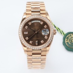 Rolex-DayDate 36mm Dia Pres RG/RG G-Brown Diam EWF A3255 Mo